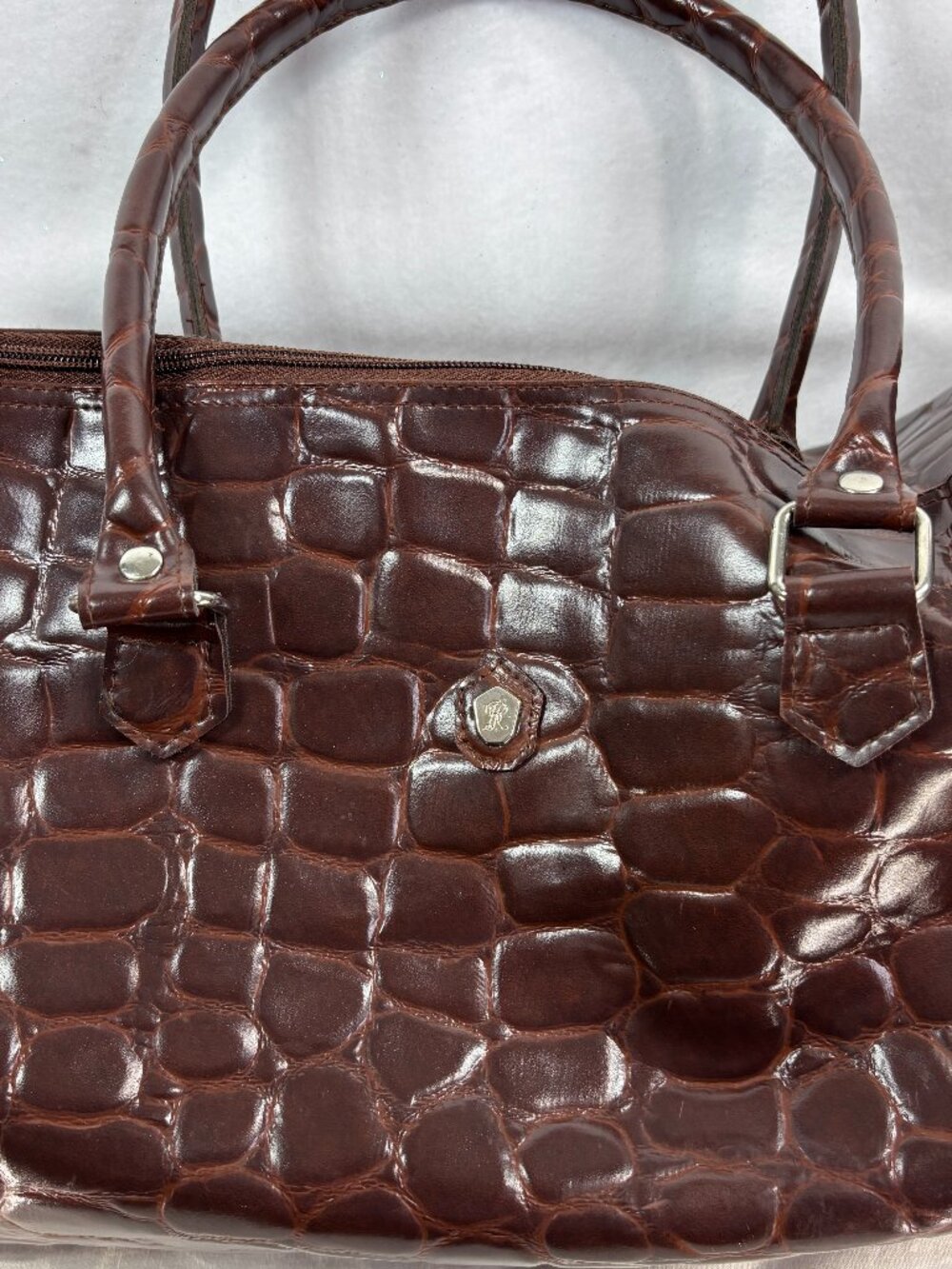 Ralph Lauren Extra Large Tote Faux Crocodile Pattrn in Brown
